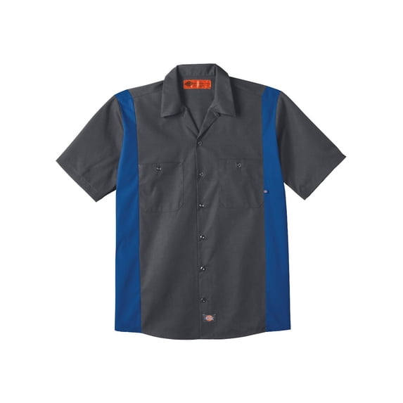 Dickies LS524L Industrial Colorblocked Short Sleeve Shirt - Long Sizes - Dark Charcoal/ Royal Blue - LT
