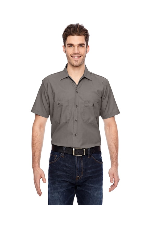 Men's Industrial Short Sleeve Work Shirt Graphite Grey XL