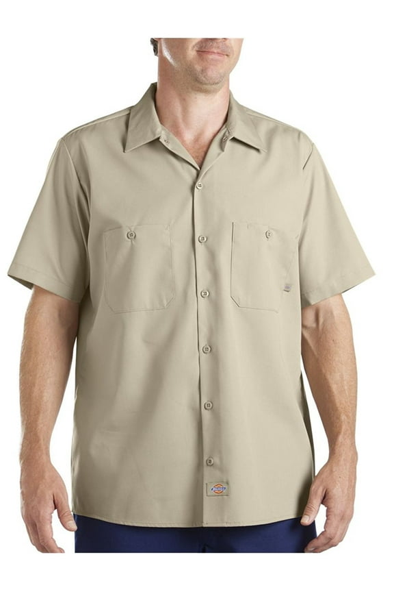 Ls535 Short Sleeve Industrial Work Shirt-Khaki-M