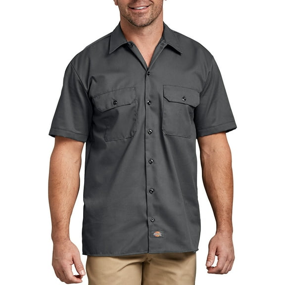 Dickies Men's 1574 Short Sleeve Flex Original Fit Button Up Work Shirt Char 4XL