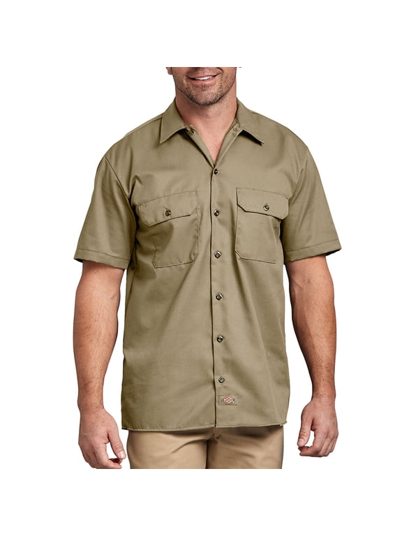 Men's 1574 Short Sleeve Flex Original Fit Button Up Work Shirt Khaki 2XL