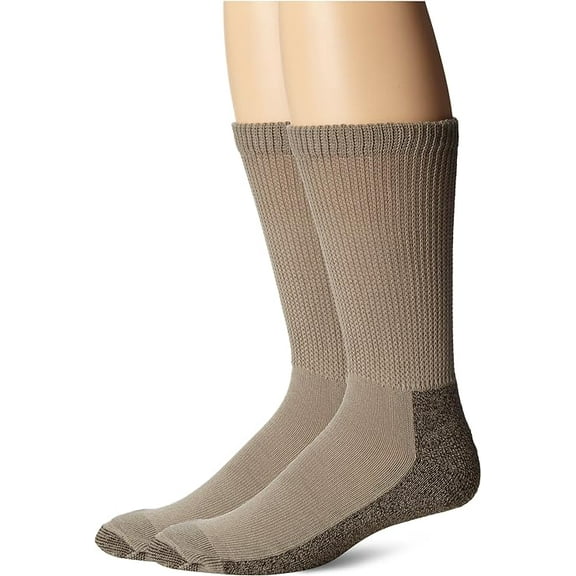 Dickies Men's 2 packs Steel Toe NonBinding Crew Socks, Size 6-12, Khaki