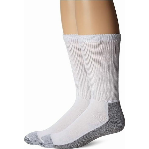 Dickies Men's 2 packs Steel Toe NonBinding Crew Socks, Size 6-12, White