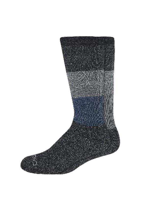 Men's 2 pairs Brushed Charcoal Fiber Crew, Color Block Socks, Sizes 6-12, Black
