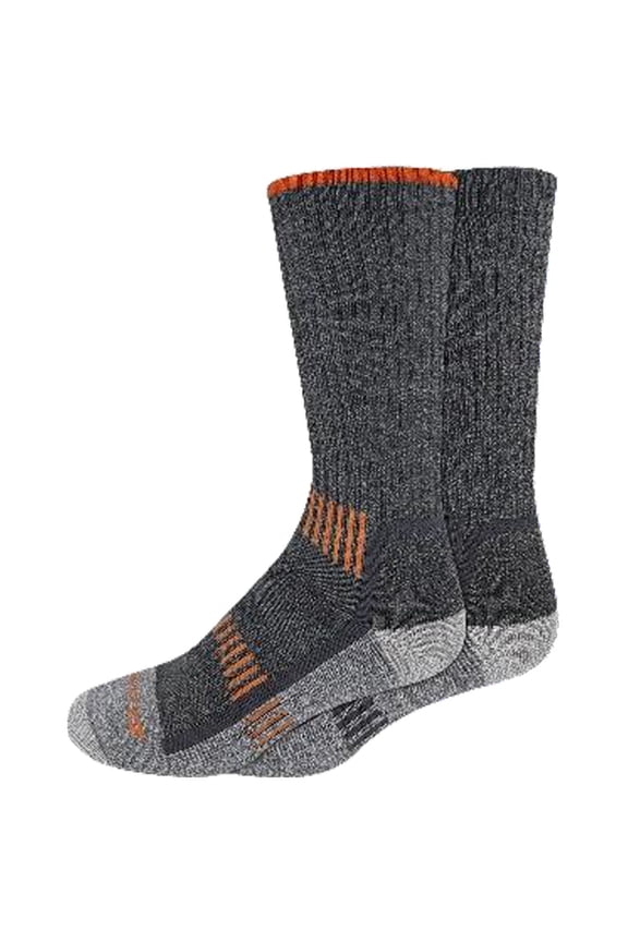 Men's 2 pairs Mid Weight Merino Wool Blend Crew Socks, Sizes 6-12,Grey Marl