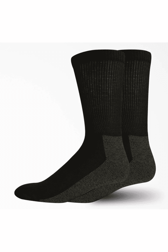 Dickies Men's 2pk Steel Toe Non-Binding Crew Socks - Black 6-12: Heavyweight Tagless Design