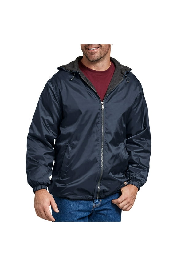 Men's 33237 Fleece Lined Hooded Nylon Water Resistant Jacket Dark Navy 3XL