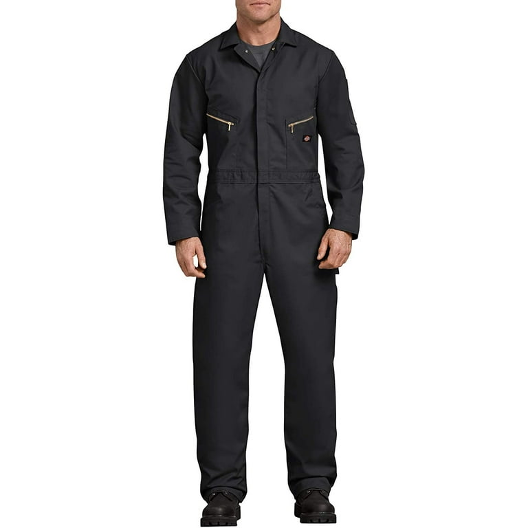 Dickies Deluxe Blend Men s Long Sleeve Mechanic Work Overalls Black Size L Walmart