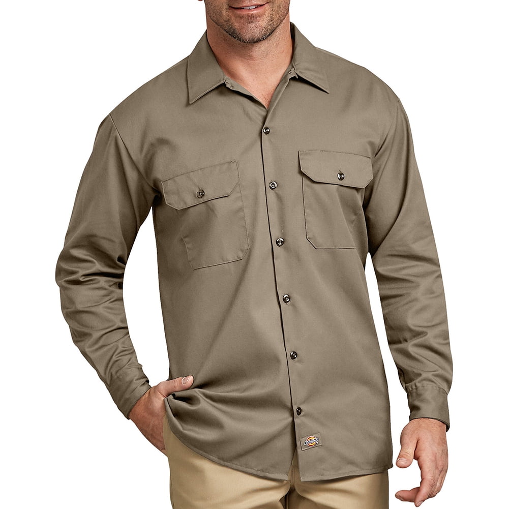 Dickies Men's 574 Long Sleeve Button Front Uniform Work Shirt Dark Navy 
