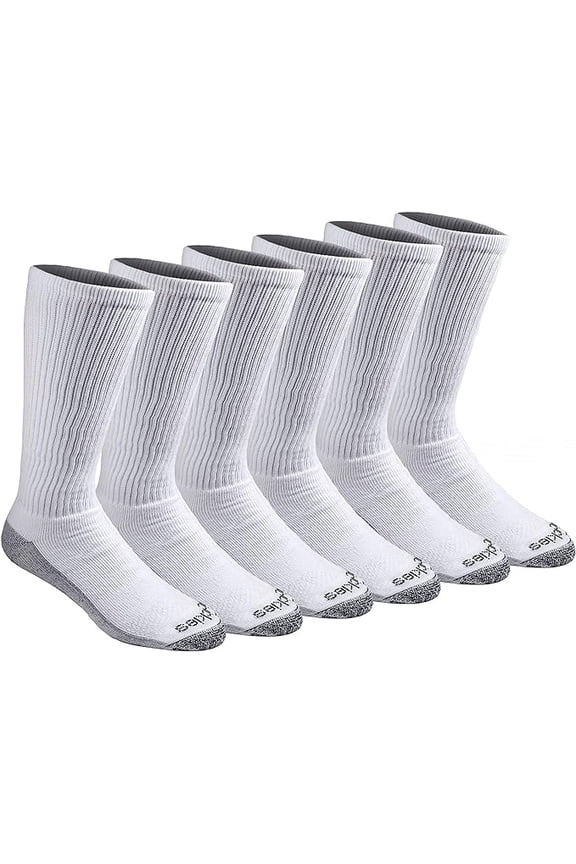 Men's 6 packs Dri-Tech Boot Length Crew Socks, Size 6-12, White