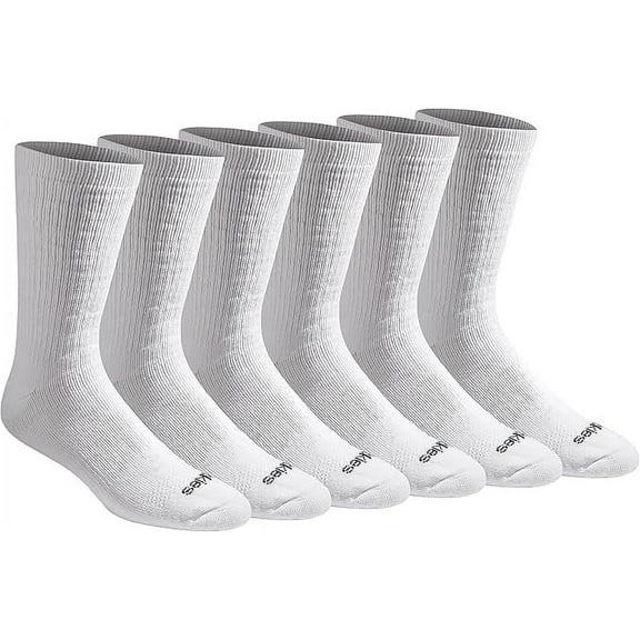 Dickies Men's 6 pairs Dri-Tech Max Cushion Crew Socks, Sizes 6-12, Solid White