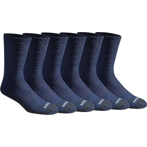 Dickies Men's 6 pairs Dri-Tech Max Cushion Crew Socks, Sizes 6-12, Uniform Navy