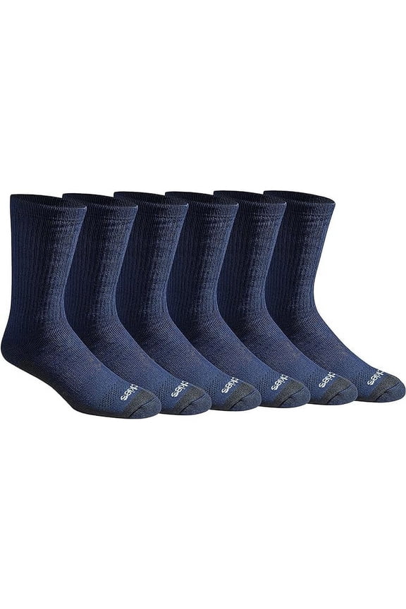 Men's 6 pairs Dri-Tech Max Cushion Crew Socks, Sizes 6-12, Uniform Navy