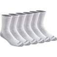 thumbnail image 1 of Dickies Men's 6 pairs Dri-Tech Mid-Crew Socks, Sizes 6-12, White with Grey Sole, 1 of 3