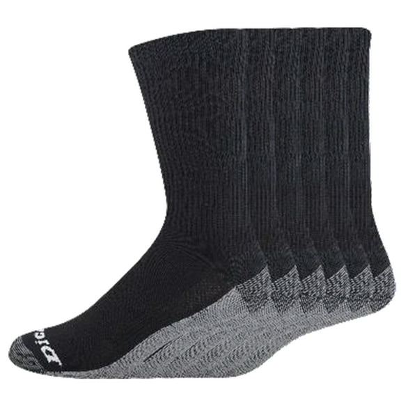 Dickies Men's 6 pairs Dri-Tech Ultra Light Crew Socks, Sizes 6-12, Black with Grey Sole