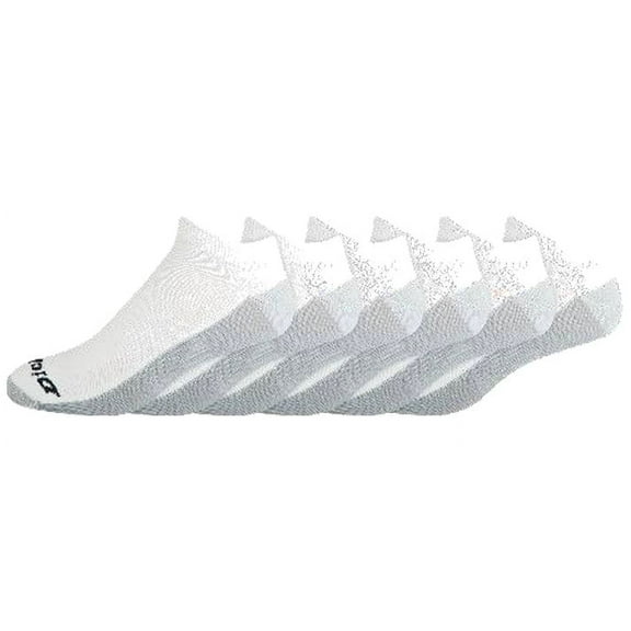 Dickies Men's 6 pairs Dri-Tech Ultra Light No Show Socks, Sizes 6-12, White with Grey Sole