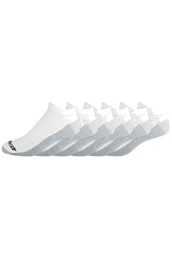 Men's 6 pairs Dri-Tech Ultra Light No Show Socks, Sizes 6-12, White with Grey Sole