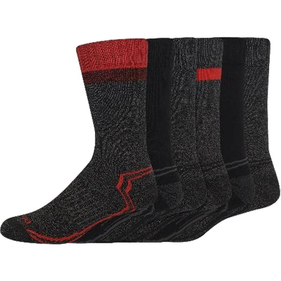 Dickies Men's 6 pairs The Trekker Crew, Wide Welt Socks, Sizes 6-12, Charcoal
