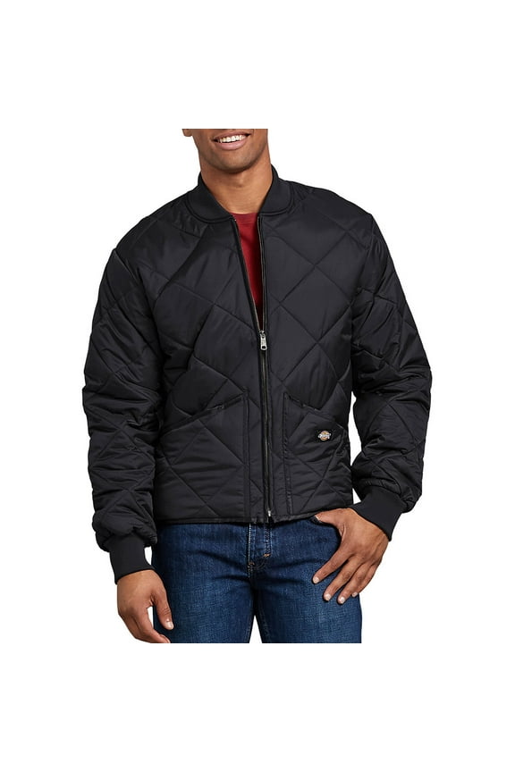 Dickies Men's 61242 Water Resistant Diamond Quilted Nylon Jacke, Black, L