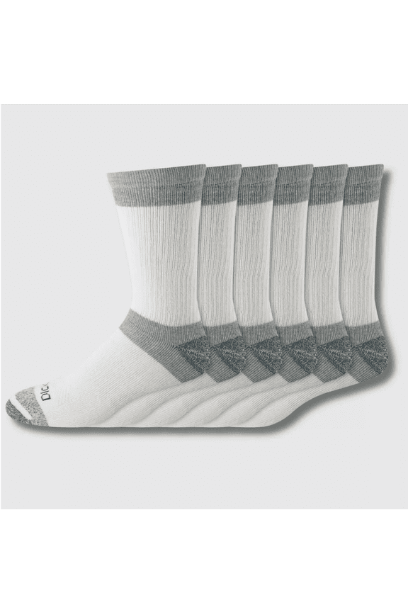 Dickies Men's 6pk Max Cushion Crew Socks - White 10-12: Tagless, Midweight Fabric