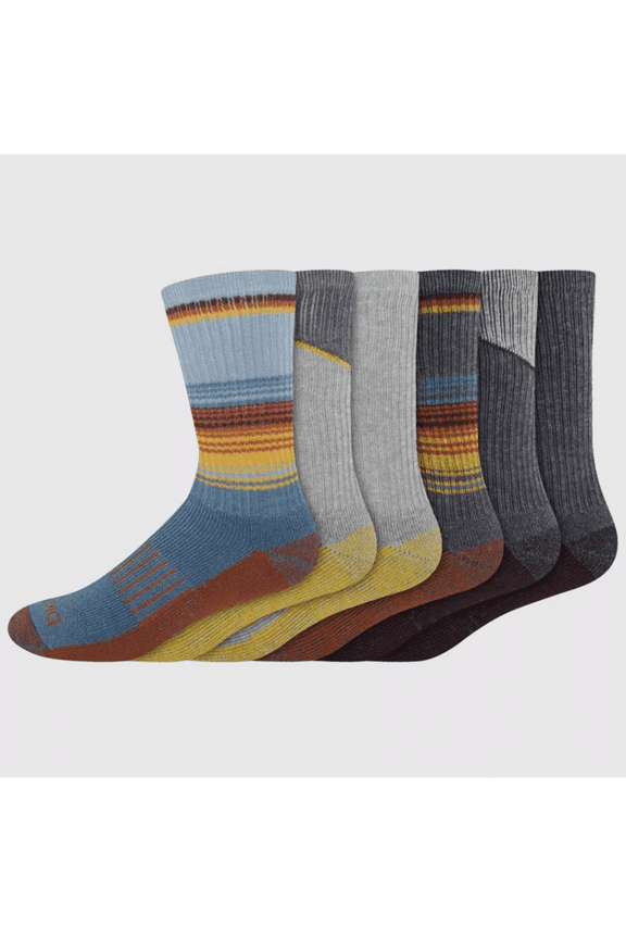 Dickies Men's 6pk Moisture Control Crew Socks - Gray 6-12: Cotton-Polyester Blend, Tagless, Midweight Knit, Machine Washable