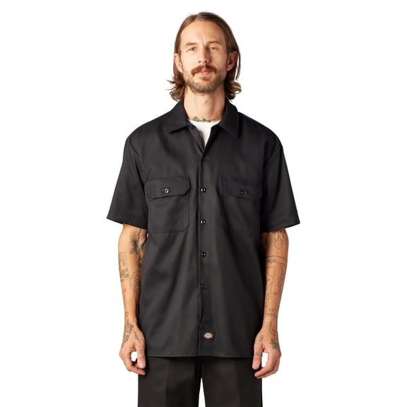 Dickies Men's FLEX Relaxed Fit Short Sleeve Work Shirt – Moisture-Wicking, Durable Twill for Comfort & Mobility