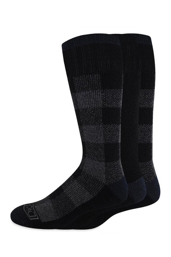 Genuine Dickies Wool Buffalo Plaid Thermal Crew, 3 Pack, Shoe Size 6-12