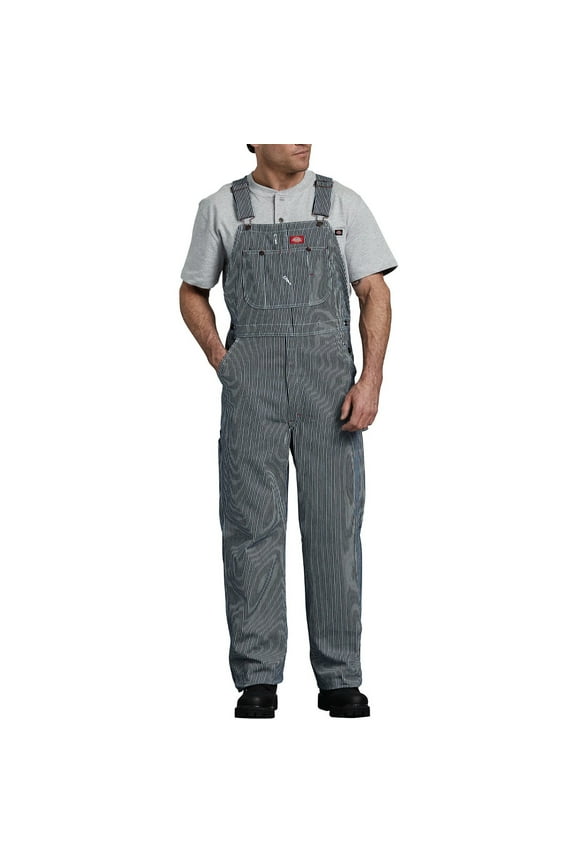 Men's Coverall Bib Overall Workwear Cotton Stripe Adjustable Strap 83297, Fisher Stripe Blue, 40X32