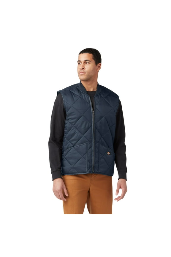 Men's Diamond Quilted Vest, Dark Navy, 4XL