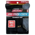 thumbnail image 1 of Dickies Men's Dri-Tech Crew Sock, 6-Pack Black Size 12-15, 1 of 5
