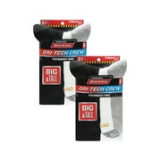 Dickies Men's Dri-Tech Crew Socks, 12 pack- Black/White Ext size 12-15