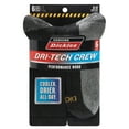 thumbnail image 1 of Dickies Men's Dri-Tech Crew Socks, 6-Pack Black Size 6-12, 1 of 5