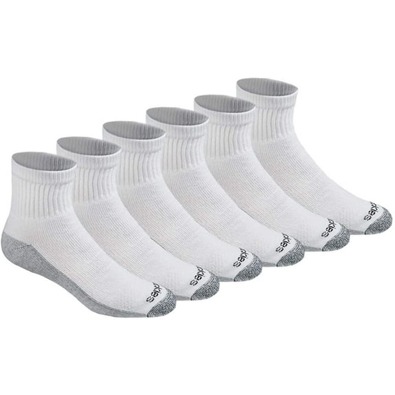 Dickies Men's Dri fit Performance Work Quarter Socks, White, 6 Pairs