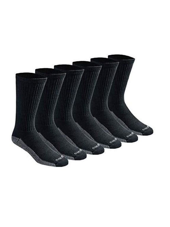 Men's Dri-tech Moisture Control Crew Socks Multipack, Black (6 Pairs), Shoe Size: 12-15