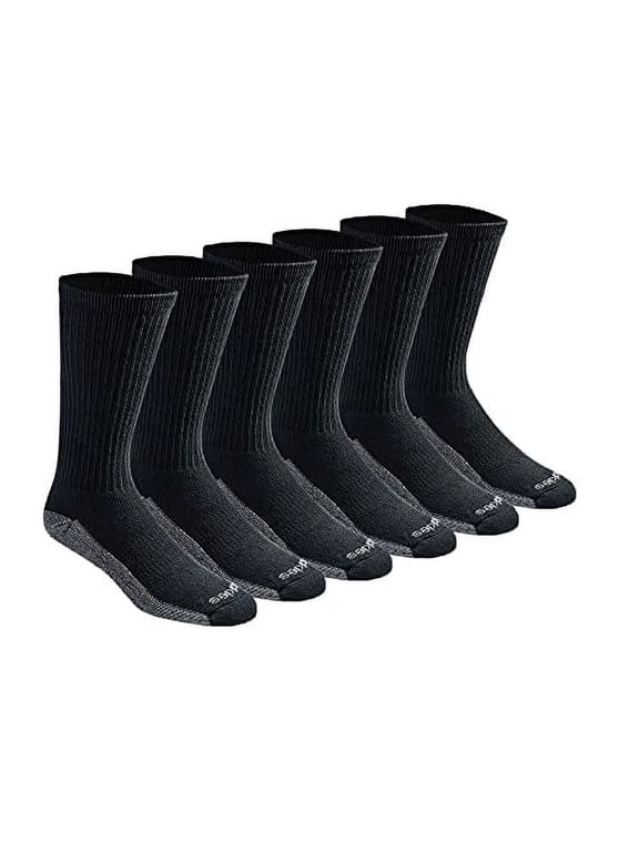Men's Dri-tech Moisture Control Crew Socks Multipack Shoe Size: 6-12 Black (6 Pair)