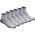 thumbnail image 1 of Dickies Men's Dri-tech Moisture Control Pol-Cotton Quarter Socks, Grey, 6 Pairs, 1 of 3