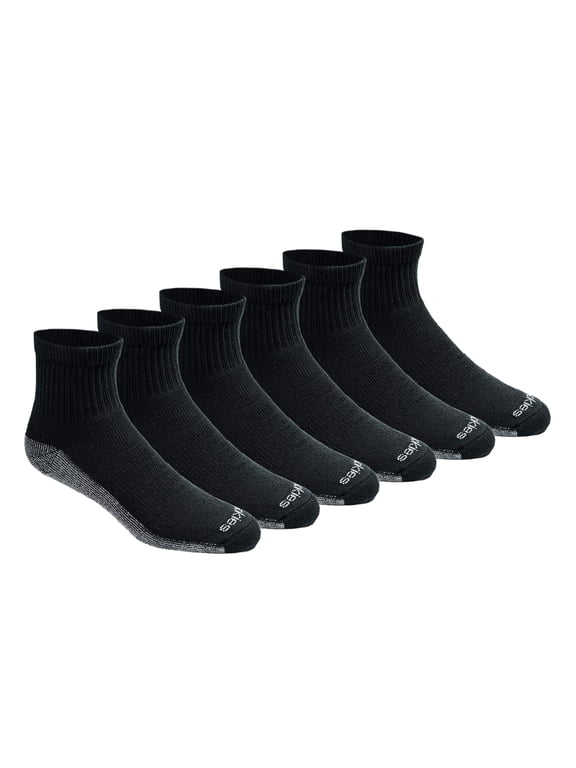 Men's Dri-tech Moisture Control Quarter Socks Multipack Shoe Size: 12-15 Black (6 Pair)