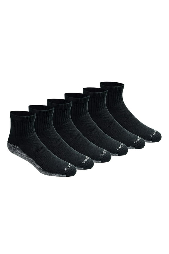 Men's Dri-tech Moisture Control Quarter Socks Multipack Shoe Size: 12-15 Black (6 Pair)