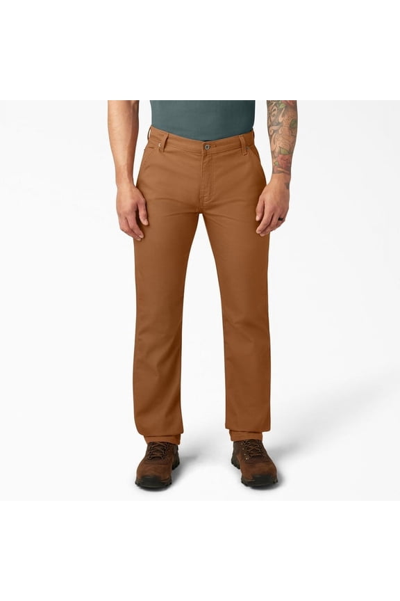 Men's FLEX Regular Fit Duck Carpenter Pants, Stonewashed Brown Duck, 32X30