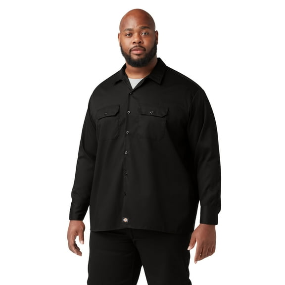 Dickies Men's FLEX Relaxed Fit Long Sleeve Work Shirt | Stretch Twill Button-Front Shirt with Moisture Wicking & Stain Release Fabric