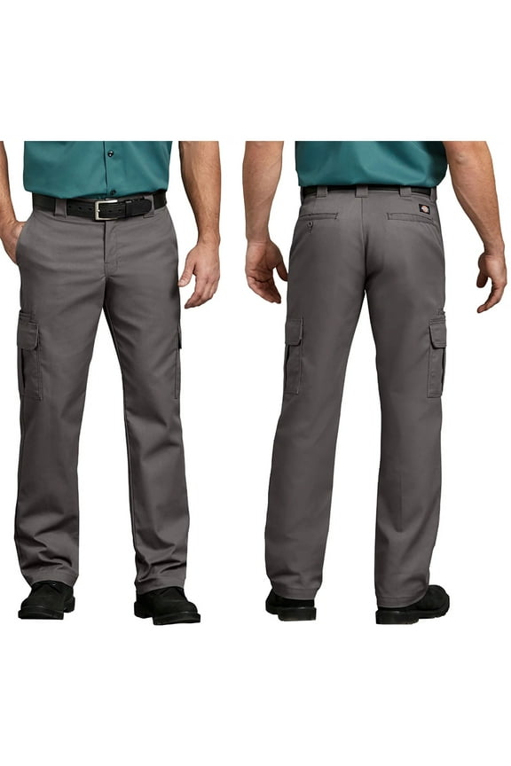 Men's Flex Regular Fit Straight Leg Work Cargo Pants Dark Grey 42X32