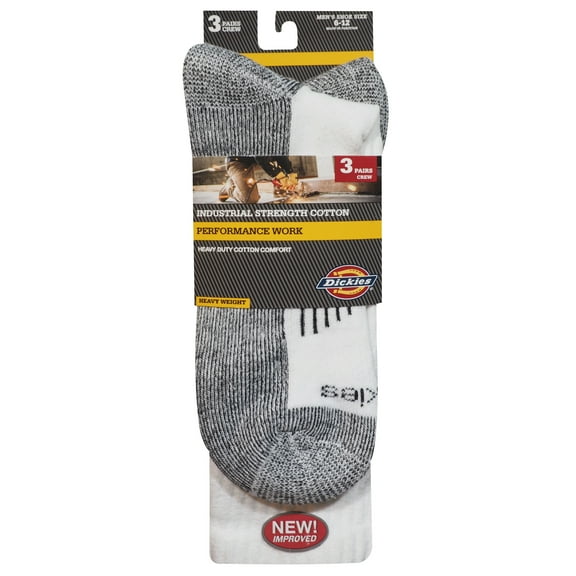 Dickies Men's Heavyweight Crew Sock, 3 Pack Genuine