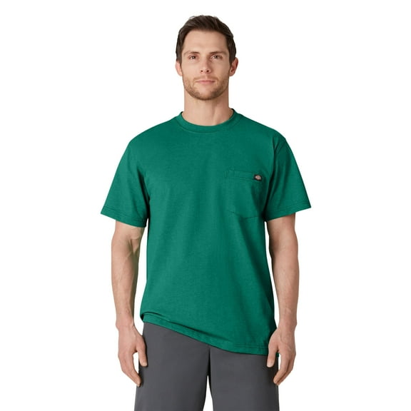 Dickies Men's Heavyweight Heathered Short Sleeve Pocket T-Shirt, Bottle Green Single Dye Heather, M