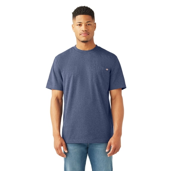 Dickies Men's Heavyweight Heathered Short Sleeve Pocket T-Shirt, Dark Denim Heather, L