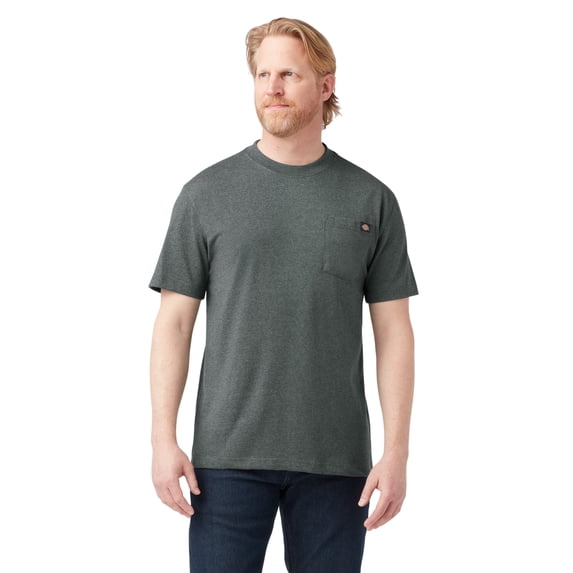 Dickies Men's Heavyweight Heathered Short Sleeve Pocket T-Shirt, Hunter Green Single Dye, 3XL