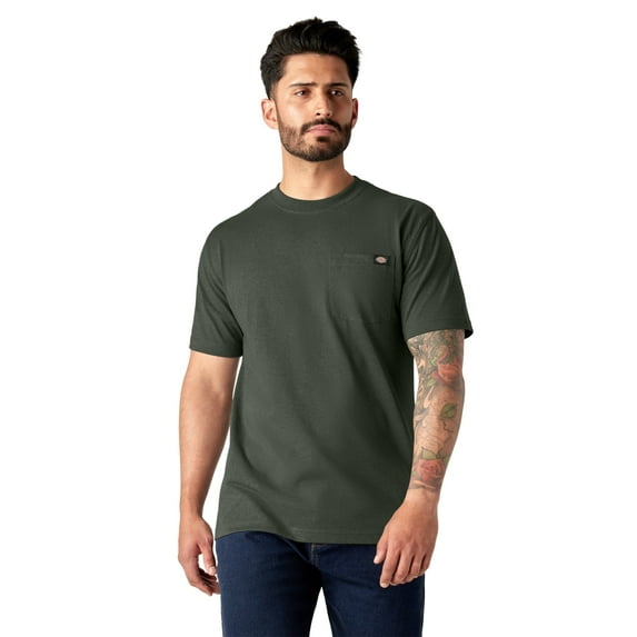 Dickies Men's Heavyweight Heathered Short Sleeve Pocket T-Shirt, Stormy Weather Heather, LTL