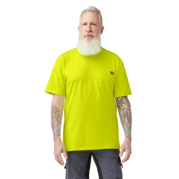 Dickies Men's Heavyweight Neon Short Sleeve Pocket T-Shirt, High-Visibility Cotton Work Shirt for Jobsite, Outdoor, or Casual Wear