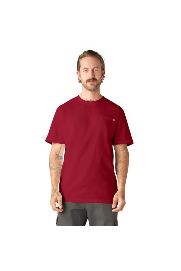 Men's Heavyweight Short Sleeve Pocket T-Shirt, English Red, S