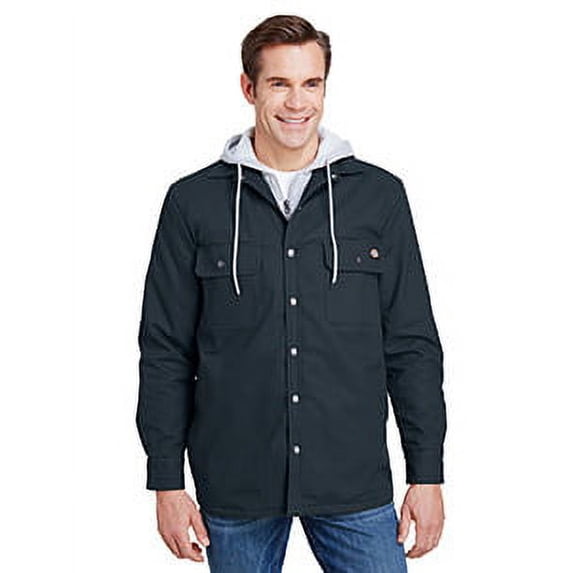 Dickies Men's Hooded Duck Quilted Shirt Jacket - DARK NAVY - XL