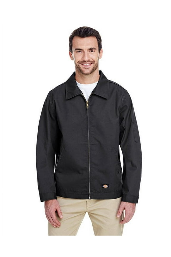 Men's Jacket Unlined Eisenhower Full Zip Slash-Front Pockets Coat JT75, Black, XL